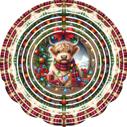 Wind Spinners - Christmas Highland Cows