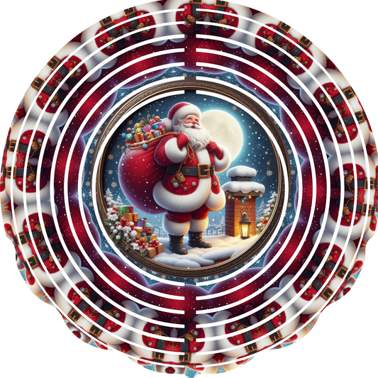 WIND SPINNER - CHRISTMAS SANTA BY CHIMNEY