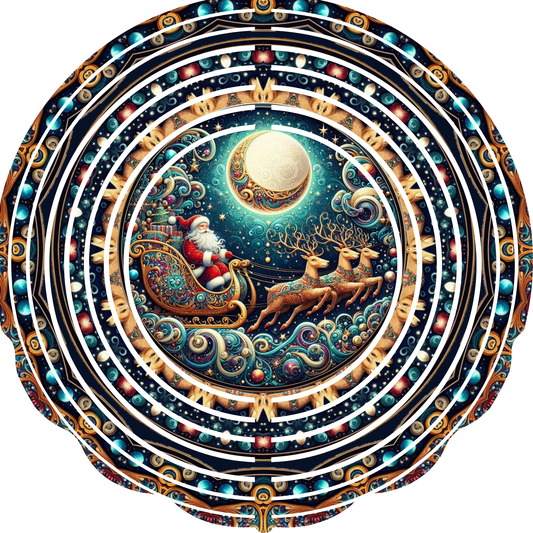 WIND SPINNER - CHRISTMAS SANTA SLEIGH GOLD