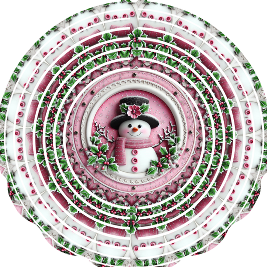 WIND SPINNER - CHRISTMAS SNOWMAN PINK