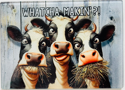 Tempered Glass Cutting Board Cows Whatcha Makin'