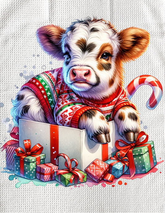 TOWELS - HIGHLAND COW CHRISTMAS PRESENT