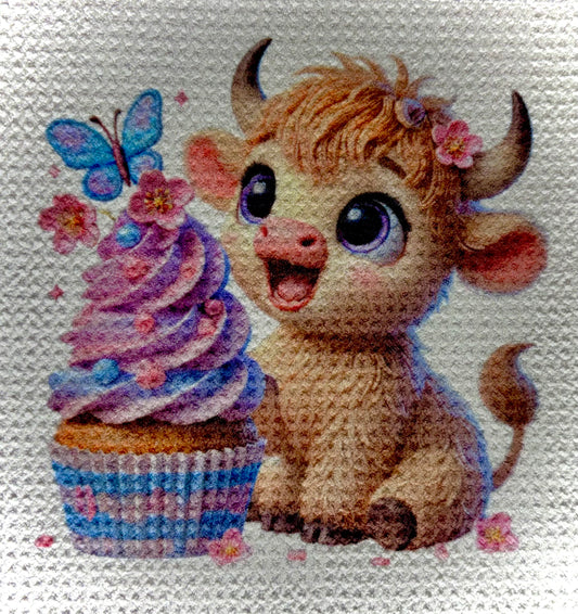 TOWELS - HIGHLAND COW SWEETS CUPCAKE