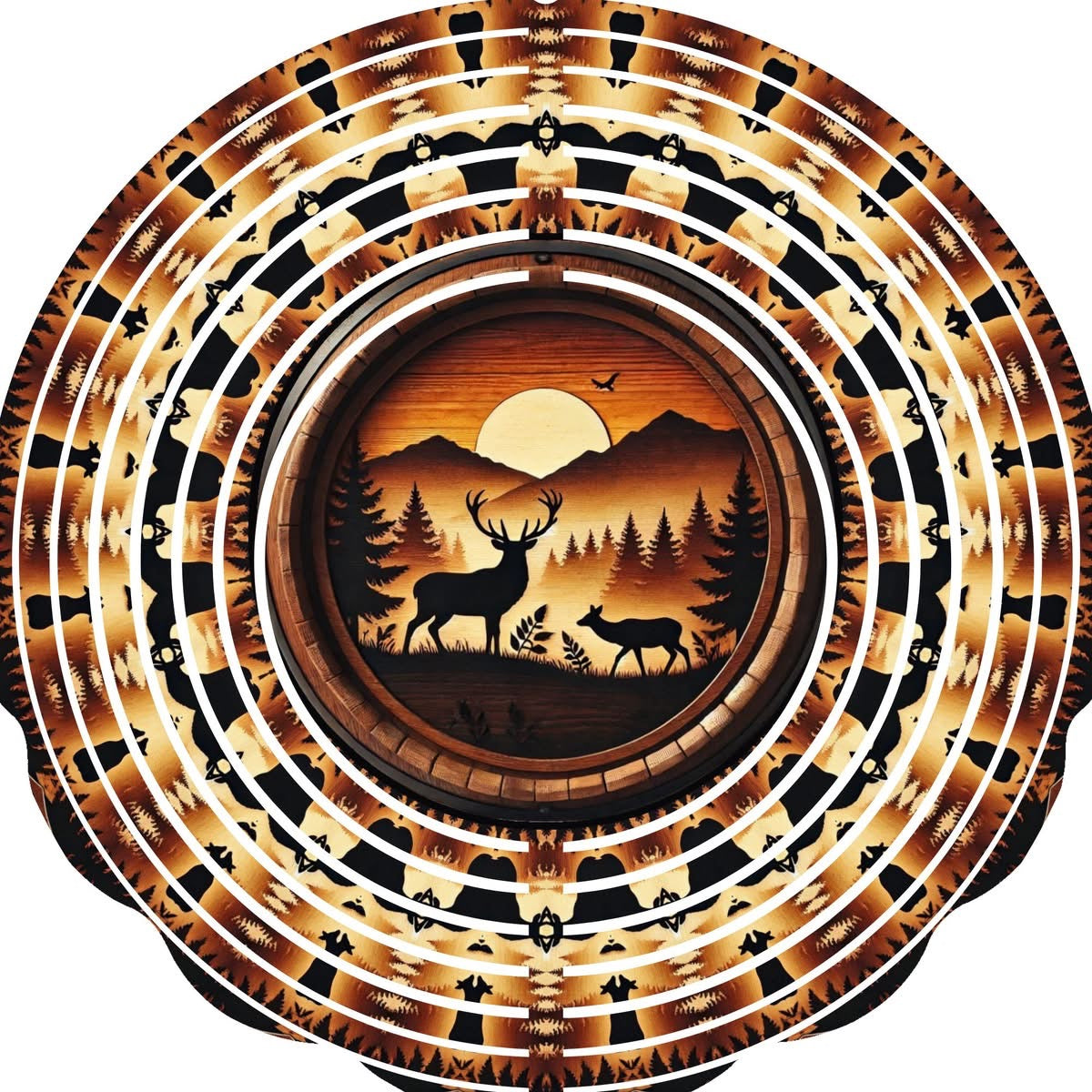 Wind Spinner with Jewel Strand Deer and Fawn at Sunset