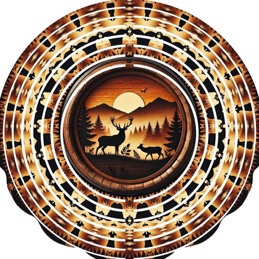 Wind Spinner with Jewel Strand Deer and Fawn at Sunset