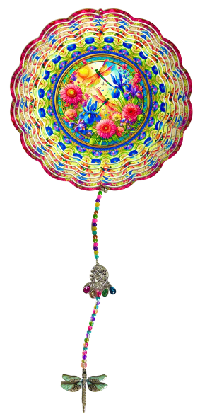 WIND SPINNER - DRAGONFLY BRIGHT FLORAL