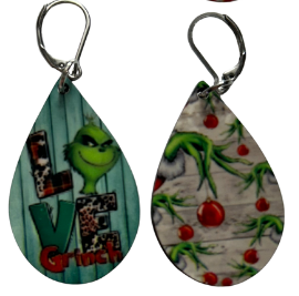 EARRINGS - CHRISTMAS GREEN GUY LOVE