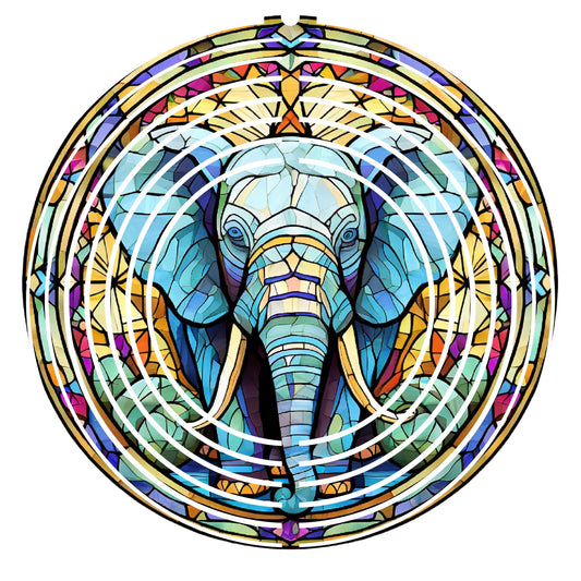 Wind Spinner with Jewel Strand Elephant Blue