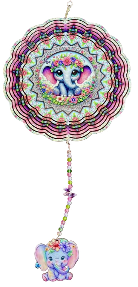 Wind Spinner with Jewel Strand Elephant Floral Headband