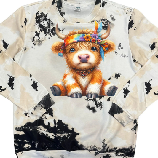 CREW NECK - HIGHLAND COW HIPPIE
