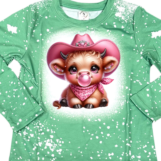 LS Faux Bleached - HIGHLAND COW PINK GUM