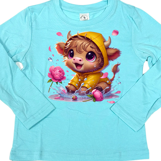 LONG SLEEVE - SPRING HIGHLAND COW SPLASH