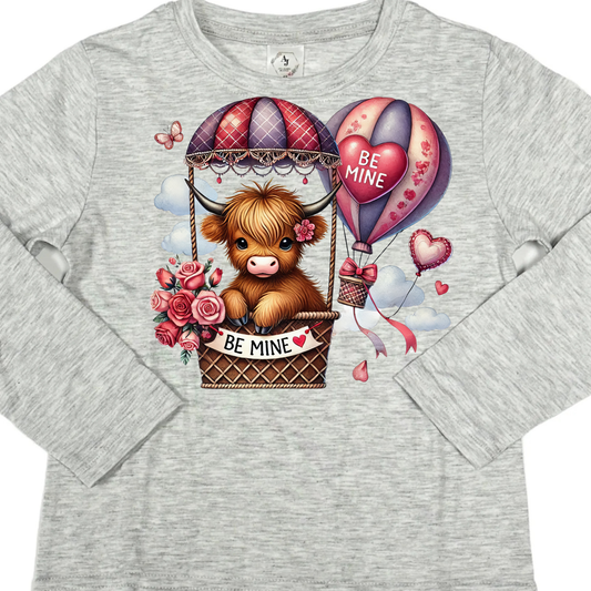 LONG SLEEVE - VALENTINE HIGHLAND COW BE MINE
