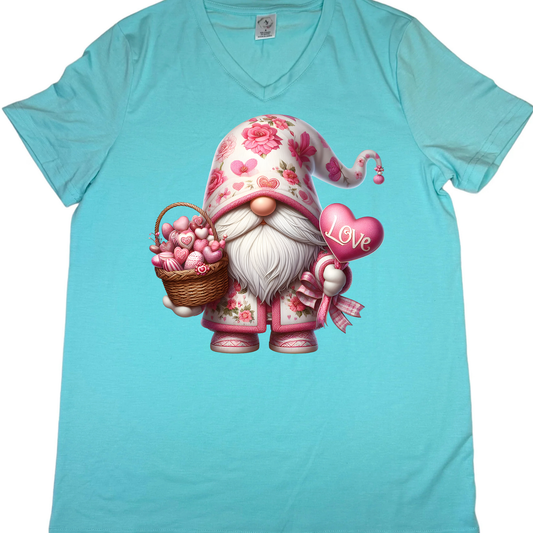 T-Shirts - WOMEN"S V-Neck - VALENTINE'S GNOME LOVE