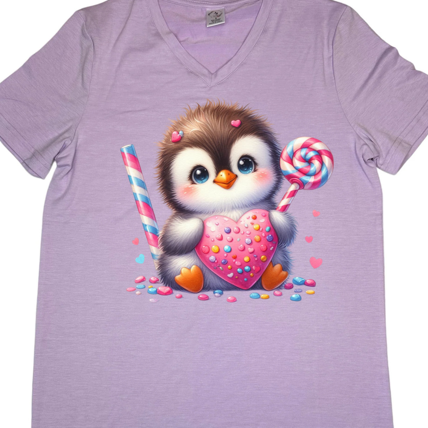 T-Shirts - WOMEN"S V-Neck - VALENTINE'S PENQUIN