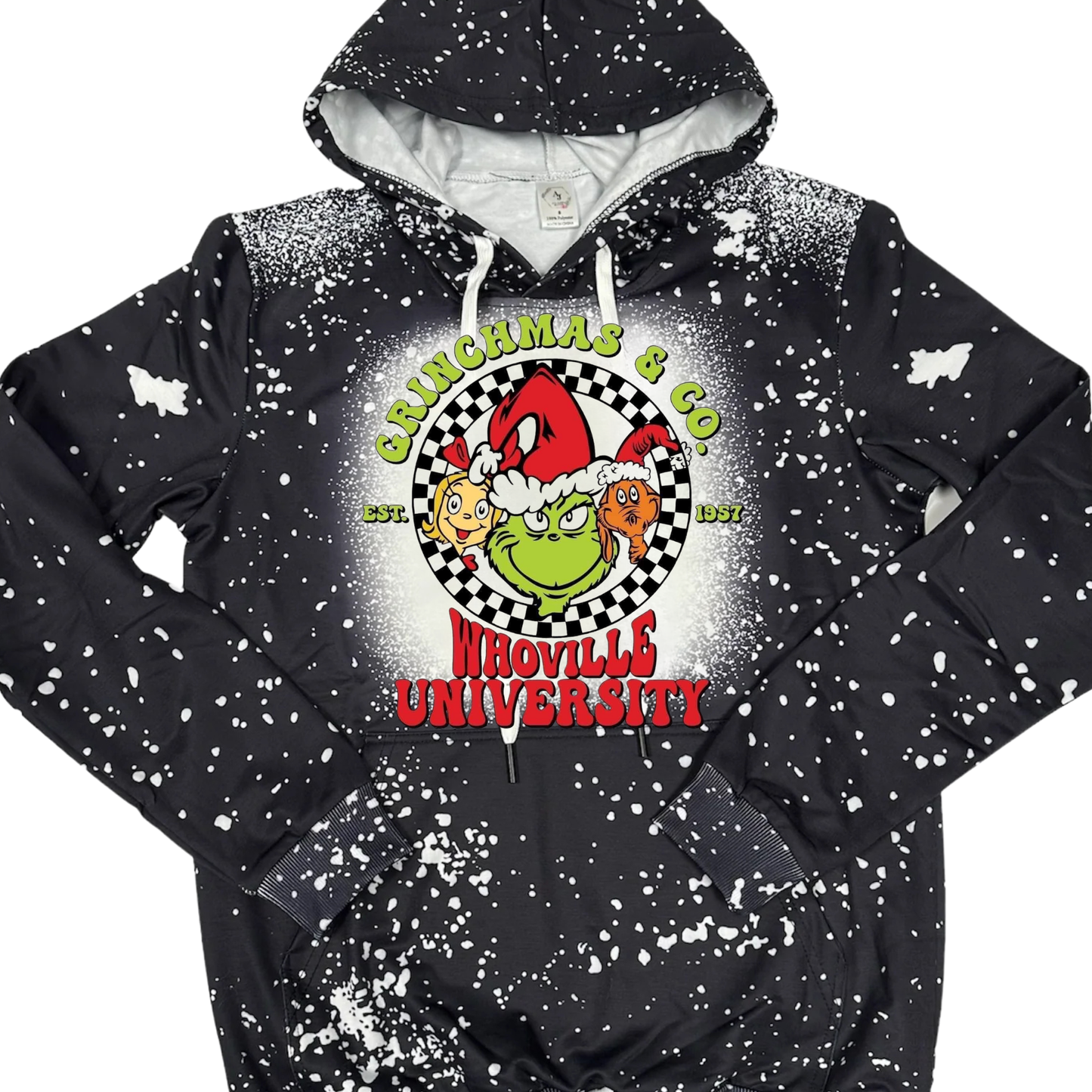 Hoodies Faux Bleached/Pattern - CHRISTMAS