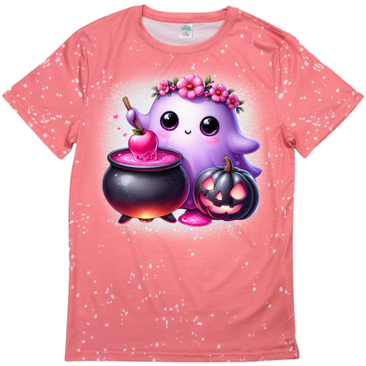 T-Shirts Faux Bleached - HALLOWEEN GHOST CAULDRON