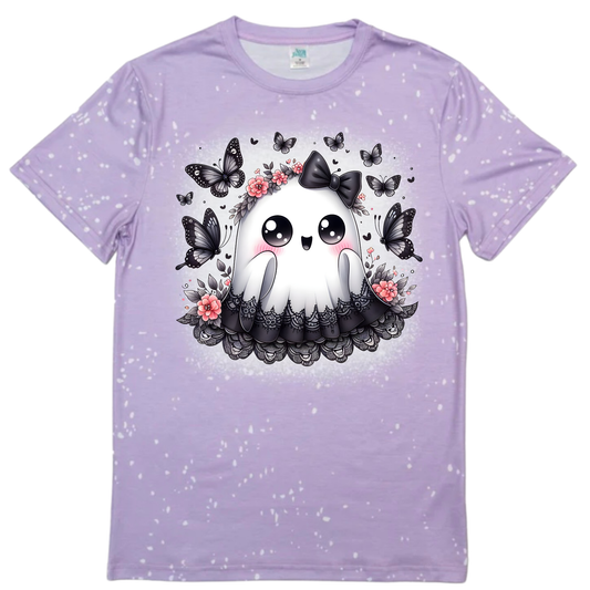 T-Shirts Faux Bleached - HALLOWEEN GHOST BLACK LACE