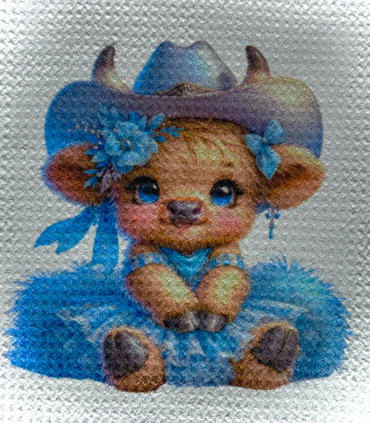TOWELS - HIGHLAND COW HAT BLUE