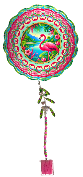 Wind Spinners with Jewel Strand Bird Flamingo By River