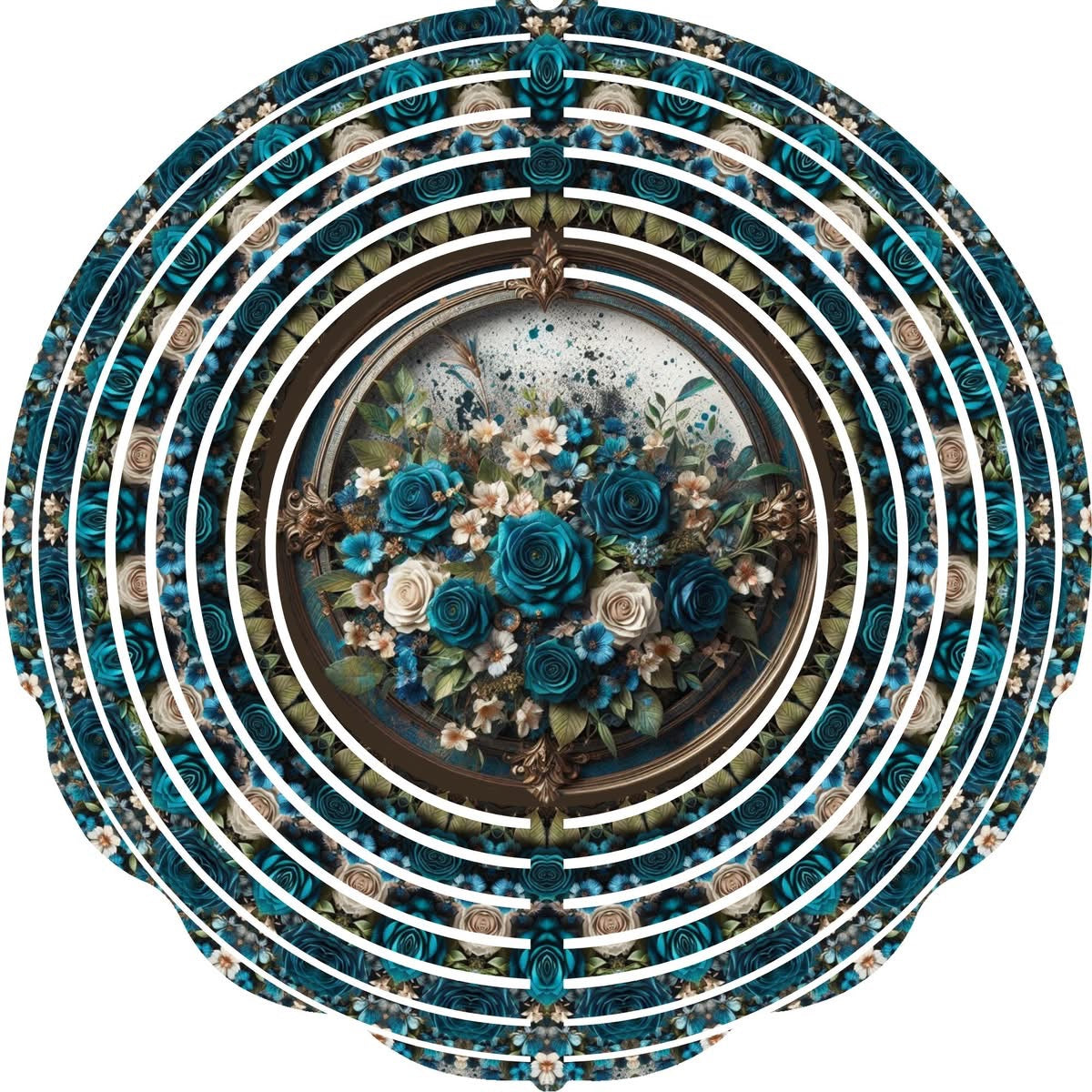 WIND SPINNER - FLOWER BLUE WHITE ROSES