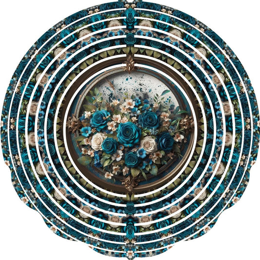 WIND SPINNER - FLOWER BLUE WHITE ROSES