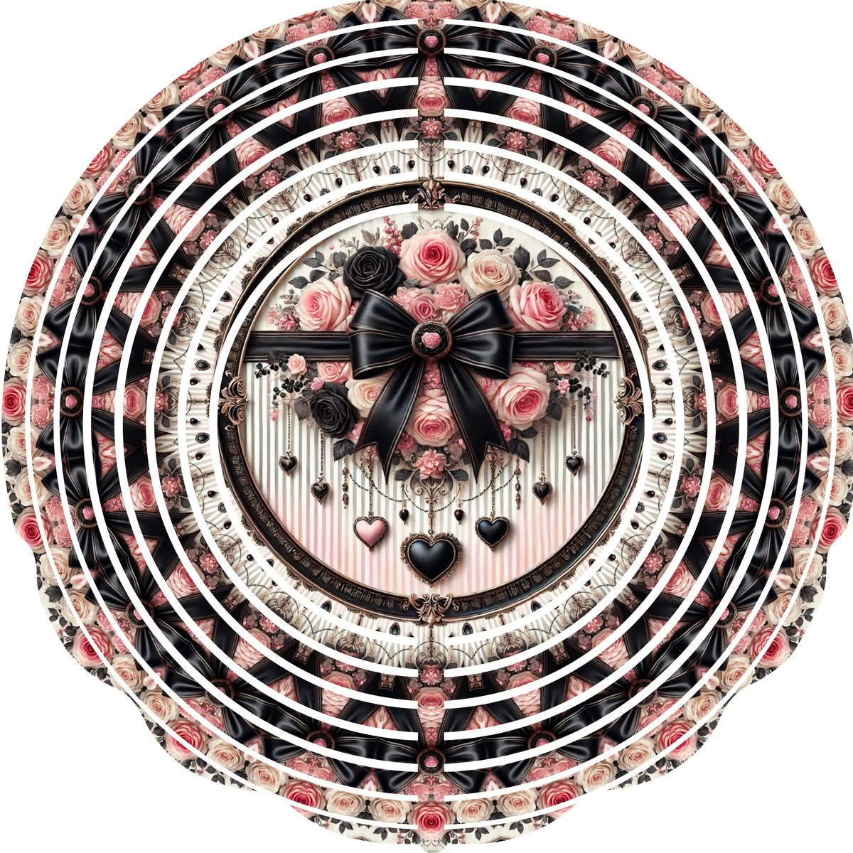 WIND SPINNER - FLOWER PINK BLACK BOW