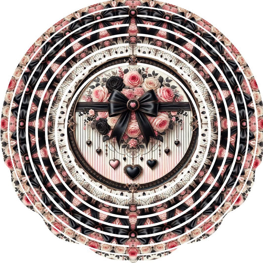 WIND SPINNER - FLOWER PINK BLACK BOW