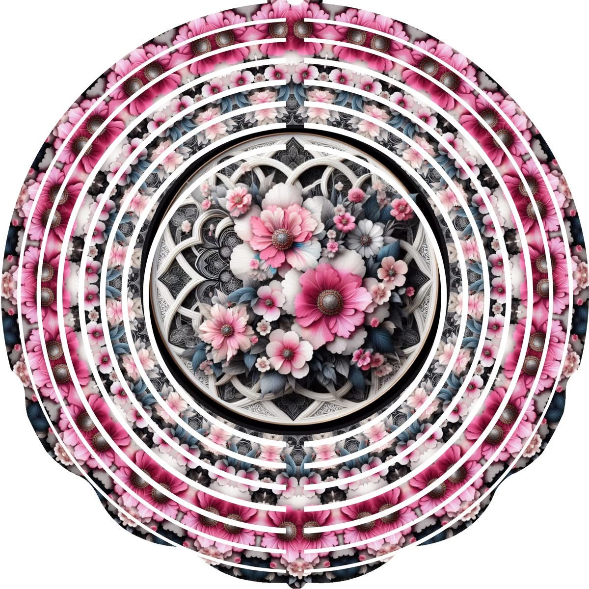WIND SPINNER - FLOWER PINK BLACK DESIGN
