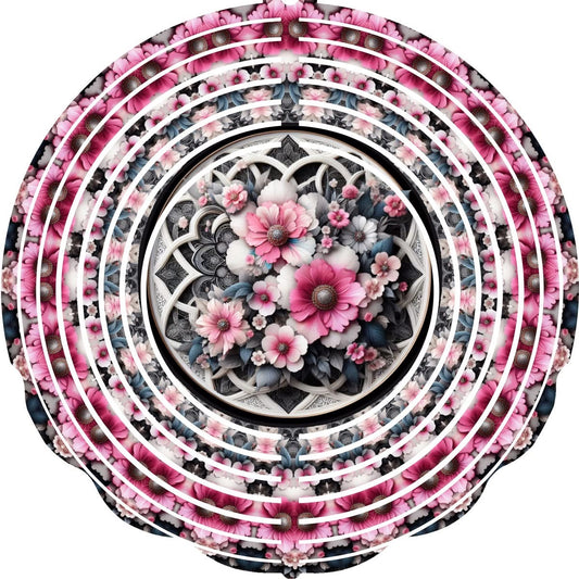 WIND SPINNER - FLOWER PINK BLACK DESIGN