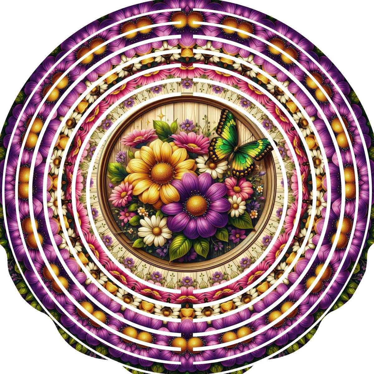 WIND SPINNER - FLOWER PURPLE YELLOW PETALS