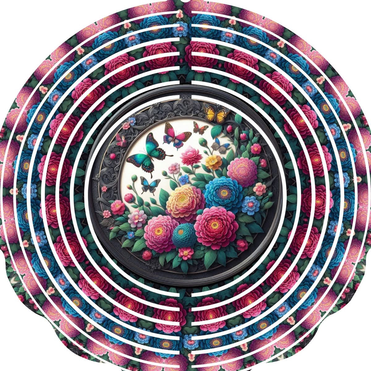 WIND SPINNER - FLOWER COLORFUL W/BUTTERFLY