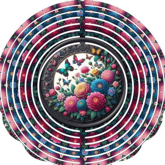 WIND SPINNER - FLOWER COLORFUL W/BUTTERFLY