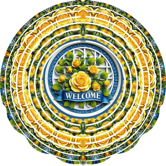 WIND SPINNER - FLOWER WELCOME YELLOW ROSE