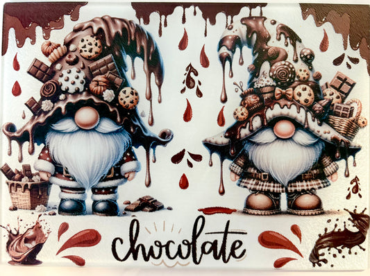 Tempered Glass Cutting Board Gnomes Chocolate Drizzle