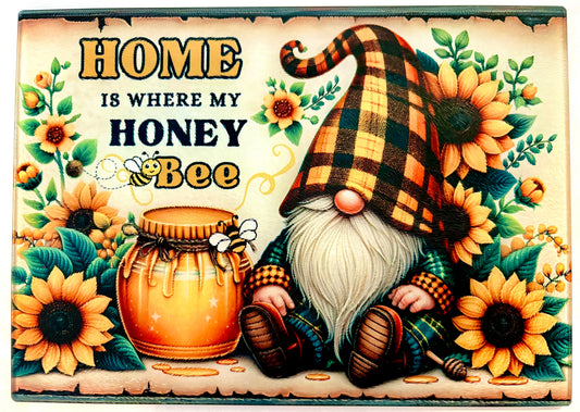 Tempered Glass Cutting Board Gnomes Home is Where My Honey Bee