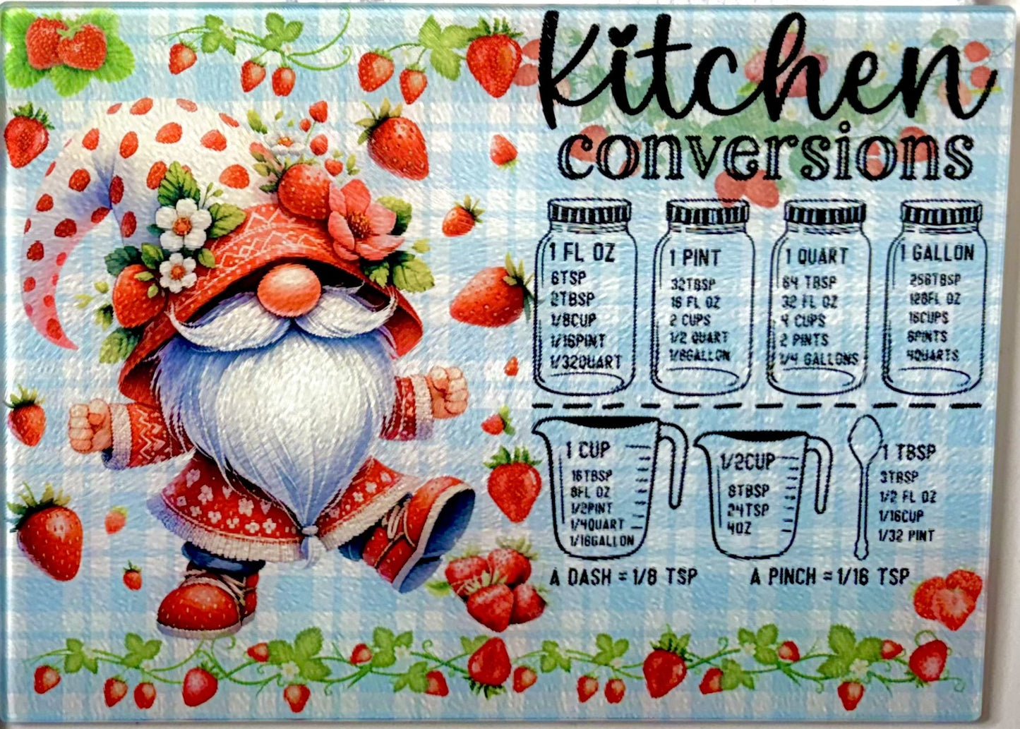 Tempered Glass Cutting Board Gnomes Conversion Strawberry Fields