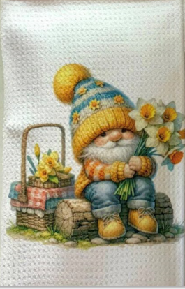 TOWELS - GNOME FLOWERS BASKET