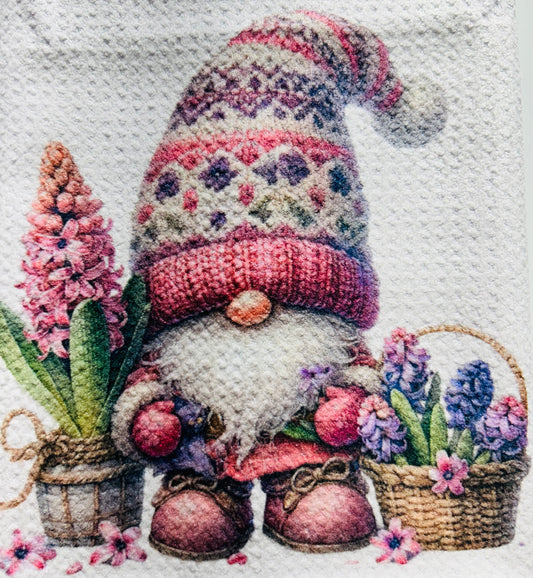 TOWELS - GNOME FLOWERS PINK & PURPLE