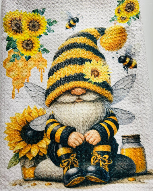 TOWELS - GNOME BEES/HONEY SITTING ON ROCK