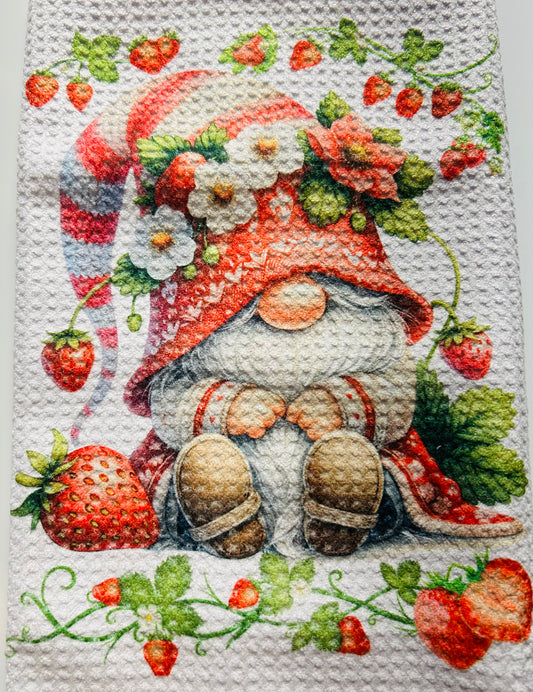 TOWELS - GNOME FRUITS STRAWBERRY SITTING WITH VINES