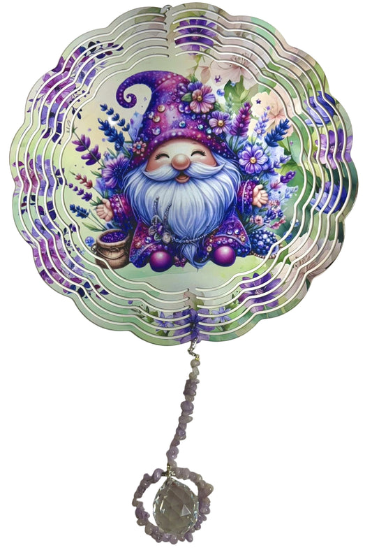 WIND SPINNER - GNOME PURPLE FLOWERS