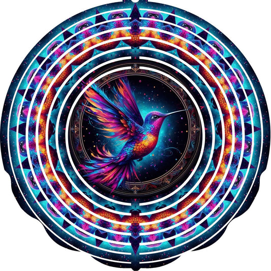 Wind Spinners with Jewel Strand Bird Hummingbird Glowing Neon