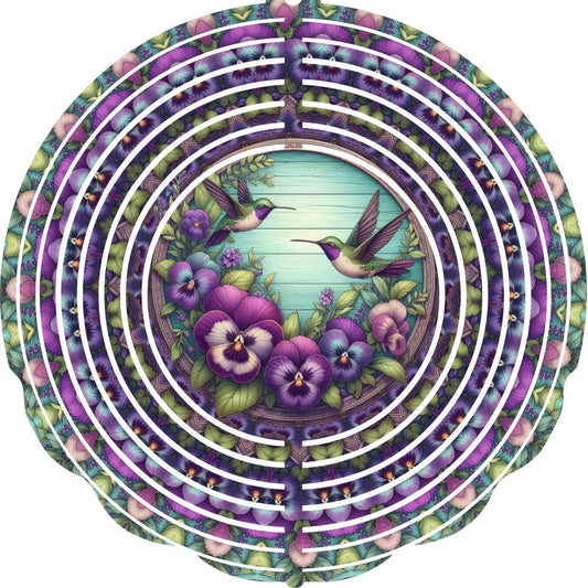 Wind Spinners with Jewel Strand Bird Hummingbird Teal Planks