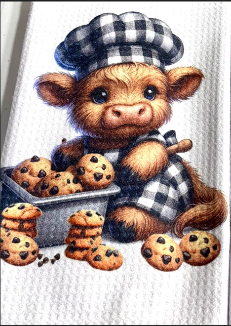 Towels -  Highland Cow Chef Hat/Bows