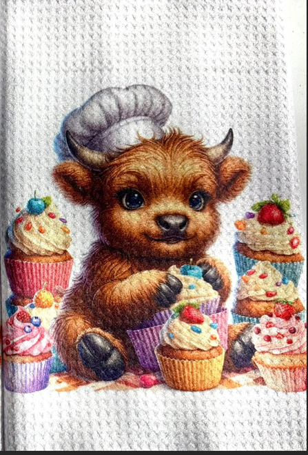 Towels -  Highland Cow Chef Hat/Bows