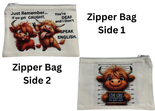 ZIPPER BAG - HIGHLAND COW JAIL