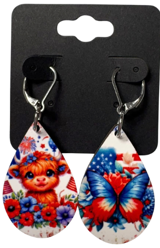 EARRINGS - JULY 4TH HIGHLAND COW