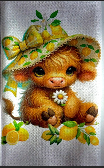 Towels -  Highland Cow Fruit (Lemon/Watermelon)