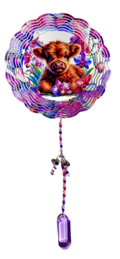 WIND SPINNER - HIGHLAND COW PURPLE